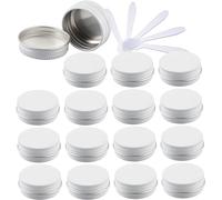 vasetti cosmetici 48 barattoli di alluminio rotondi vuoti blu da 10 ml con coperchi a vite barattoli di stoccaggio contenitori for cosmetici vasi con 6 spatole(Bianco,15ml)