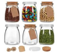 Vasetti di vetro da 198.4 g, confezione da 6 barattoli per yogurt da 200 ml, con coperchi in PE e coperchi in sughero, bomboniere, fai da te e arte