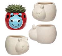 Vasetti in Ceramica a Forma di Coccinelle per Bambini, Materiale Artistico Creativo per la Realizzazione di Decorazioni (Confezione da 4)