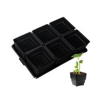 Vasetti per asilo quadrato - Vaso di Avviamento in Resina con Vassoio - Vaso per piante da trapianto per giardino, patio, patio, area di lavoro, balcone