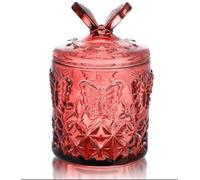 Vasetti Per Marmellata Barattoli di marmellata decorativi in vetro con coperchi Marmellata di cristallo, contenitore for caramelle, barattolo da bagno, decorazione for matrimoni, regalo(Red3)