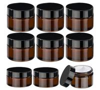 Vasetti Vetro Ambrato, Contenitori per Creme, 6 Pezzi 50ml+2 Pezzi 20ml Barattolo Cosmetico, Barattoli vuoti in vetro ambra, Vasetto per Crema in Vetro con coperchio e fodera