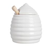Vasetto di ceramica per il miele con cucchiaio