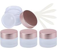 vasetto per cosmetici, Confezione da 4 contenitori vuoti for crema for il viso con coperchio rosa, vasetti for cosmetici in vetro smerigliato(50ml)