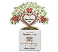 Vasetto Personalizzato con Albero in Legno, Idea Regalo Festa dei Nonni, Scritta 'Nonni Voi Siete le Mie Radici'