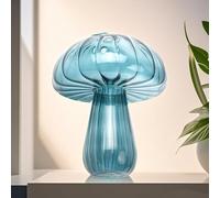 Vasi a funghi per fiori, vasi per centrotavola, delicato vaso idroponico in vetro a forma di fungo, grazioso vaso per casa, ufficio, soggiorno (blu_01)