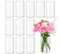 Vasi cilindrici in vetro da 15,2 cm per centrotavola, 12 pezzi, piccoli vasi di fiori trasparenti per decorazioni di nozze, vasi galleggianti alla rinfusa, portacandele uragano per tavolo, decorazioni