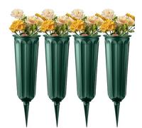Vasi da cimitero per tombe con spine, porta fiori per luoghi di sepoltura per cimiteri con palo, porta fiori per la perdita di una persona cara, confezione da 4