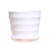 Vasi da fiori imitazione con squisita consistenza e vassoio di drenaggio, realizzati con materiali ecologici per mantenere la salute delle piante e proteggere le superfici dei mobili (bianco)