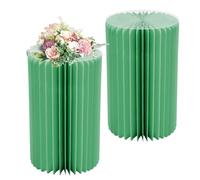 Vasi da fiori in cartone pieghevole,2 supporti cilindrici rotondi blu,Colonne di carta nero piedistalli cilindrici,supporto per fiori in Cartone Verde/rosso/giallo(Verde,H 60cm/23.6in)