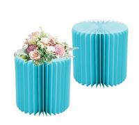 Vasi da fiori in cartone pieghevole,2 supporti cilindrici rotondi blu,Colonne di carta nero piedistalli cilindrici,supporto per fiori in Cartone Verde/rosso/giallo(Blu,H 40cm/15.7in)
