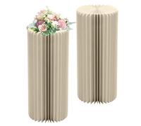 Vasi da fiori in cartone pieghevole,2 supporti cilindrici rotondi blu,Colonne di carta nero piedistalli cilindrici,supporto per fiori in Cartone Verde/rosso/giallo(Grigio chiaro,H 80cm/31.5in)