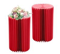 Vasi da fiori in cartone pieghevole,2 supporti cilindrici rotondi blu,Colonne di carta nero piedistalli cilindrici,supporto per fiori in Cartone Verde/rosso/giallo(Rosso,H 60cm/23.6in)