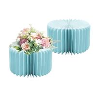 Vasi da fiori in cartone pieghevole,2 supporti cilindrici rotondi blu,Colonne di carta nero piedistalli cilindrici,supporto per fiori in Cartone Verde/rosso/giallo(Azzurro,H 20cm/7.9in)