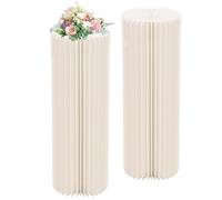 Vasi da fiori in cartone pieghevole,2 supporti cilindrici rotondi blu,Colonne di carta nero piedistalli cilindrici,supporto per fiori in Cartone Verde/rosso/giallo(Bianco crema,H 100cm/39.4in)