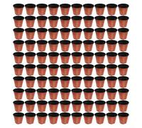 Vasi da fiori in plastica, 100 pezzi, bicolore, rosso, nero, trapianto, contenitore per piante (120#)