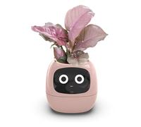 Vasi da fiori intelligenti, vaso per piante intelligente per piante da interno, con 49 espressioni ricche, 7 sensori intelligenti, chip AI, display LCD, controllo APP, fioriera Smart Garden pink