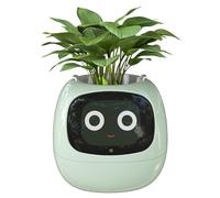 Vasi da fiori intelligenti, vaso per piante intelligente per piante da interno, con 49 espressioni ricche, 7 sensori intelligenti, chip AI, display LCD, controllo APP, fioriera Smart Garden green