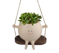 Vasi da fiori sospesi con faccia oscillante, vasi da fiori divertenti, fioriera con faccia, vaso da fiori altalena, vaso da fiori decorativo sospeso per la scuola, il giardino, la camera da letto