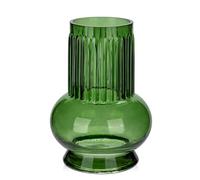 Vasi di vetro fiori moderni, vasi da tavolo in vetro alto 18 cm, bottiglie decorative in vetro verde, vasi decorativi in vetro grande, vaso cilindrico in vetro rotondo per decorazione da tavolo