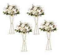 Vasi dorati centrotavola per matrimoni, supporto geometrico in metallo per fiori, per tavoli, 4 pezzi, 59,9 cm, vasi a tromba alti per centrotavola, feste, cene, anniversari, cerimonie