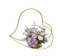 Vasi d'oro per centrotavola di fiori, centrotavola in oro, a forma di cuore, in ferro, decorazione floreale per Natale, festa di primavera