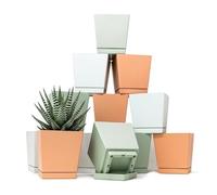 Vasi Fiori Plastica da Esterno Interno 10 cm | Set di 12 Vasi, Pastello