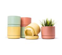 Vasi Fiori Plastica da Esterno Interno 12 cm | Set di 6 Vasi, Pastello