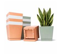 Vasi Fiori Plastica da Esterno Interno 14 cm | Set di 12 Vasi, Pastello
