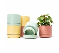 Vasi Fiori Plastica da Esterno Interno 14 cm | Set di 6 Vasi, Pastello