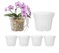 Vasi for piante in plastica trasparente Confezione da 5 vasi for orchidee con fori a fessura 4,1 pollici
