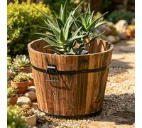 Vasi in legno per piante, fioriere rustiche da esterno | Contenitore da giardino ideale per patio, casa e giardino, perfetto come elemento decorativo(Small)