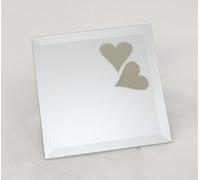 Vasi in vetro Specchio Quadro Satinato con Cuori 15x15 Cm