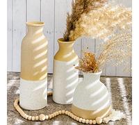 Vasi moderni da fattoria (set di 3) - Vasi Boho per erba della pampa, eucalipto, fiori secchi e piante | decorazione per mensole, decorazione per caminetto, centrotavola da tavolo