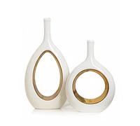Vasi moderni per arredamento, vasi decorativi per la casa per fiori, vaso in oro bianco per decorazione di mensole, decorazione da tavolo, vaso in ceramica per libreria, caminetto, centrotavola,
