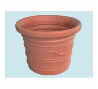 VASO RESINA PORTAVASO TONDO ROTONDO FESTONATO 40XH30 CM COL. TERRACOTTA PRESTIGE