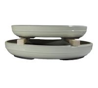 Vasi per bonsai Giapponesi Morrisan ovali in gres smaltati bianchi (Set da n.2 p