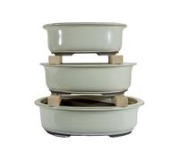 Vasi per bonsai Giapponesi Morrisan ovali in gres smaltati bianchi (Set da n.3 p