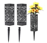 Vasi Per Cimitero 1/2/4 pezzi decorazioni for cimitero for tomba umana portafiori in plastica nera con punta lunga 7,28x2,17x2,17 pollici(2PCS)