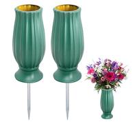 Vasi per cimitero, 2 pezzi con picchetto, vaso per fossa e sepoltura in plastica, resistente al gelo, per raccogliere mazzi di fiori