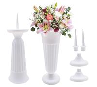 Vasi per Cimitero, Vaso Cimiteriale da 2 pezzi con Base e Vasi per Tomba in Plastica con 11 cm Picchetto 21 x 10 cm per Tombe Cimitero Lapidi Decorazione Feste