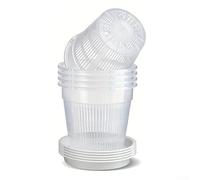Vasi per orchidee in plastica trasparente con piattini, confezione da 6 per una gestione efficiente dell'acqua e visibilità della salute delle radici (11 cm)