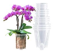 Vasi per orchidee Pavtner, confezione da 12 - 3 per ciascuno dei vasi trasparenti per orchidee da 3,9, 4,7, 5,5 e 6,3 pollici con fori per il rin