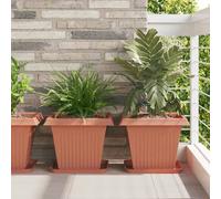 vidaXL 24 vasi da fiori rossi mattoni 38 x 38 x 30 cm, in plastica, balcone, quadrato, moderno, durevole, leggero, per spazi esterni, facile da installare e mantenere, design elegante