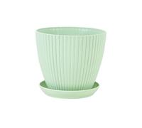 Vasi per piante da fiori in resina in tinta unita vasi decorativi con vassoio per interni ed esterni modello verticale Vasi per fiori vivaio coltivazione piante grasse vaso da giardinaggio (verde