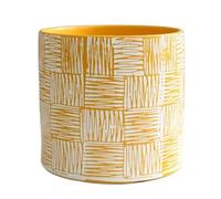 Vasi per piante da interno Vasi for piante Semplice motivo a curva Rotondo Fiore dritto Pavimento in ceramica for interni Decorazioni per veranda e spazi esterni(Yellow,L)