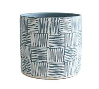 Vasi per piante da interno Vasi for piante Semplice motivo a curva Rotondo Fiore dritto Pavimento in ceramica for interni Decorazioni per veranda e spazi esterni(Blue,L)