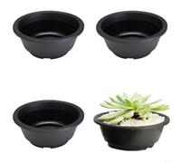 Vasi per piante grasse in plastica con fori di drenaggio, impilabili, colore nero opaco, per addestramento di bonsai, piccoli, medi e grandi, contenitori per fiori per interni ed esterni (B)