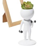 Vasi per piante grasse - Vasi per piante grasse uomo sportivo, piante da giardino davanzale per interni, vaso in ceramica con vassoio, contenitore per mamma, sorella, zia, ideale per la decorazione
