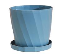 Vasi per piante multifunzionali, semplici, rotondi in plastica PP, rinforzati, con vassoio, blu, taglia M